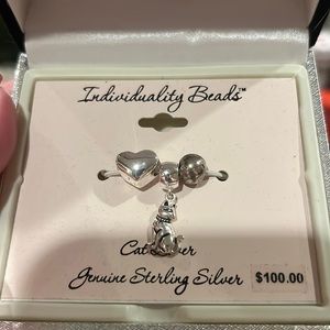 Charms for Pandora bracelet. Cat Lover. Sterling silver.